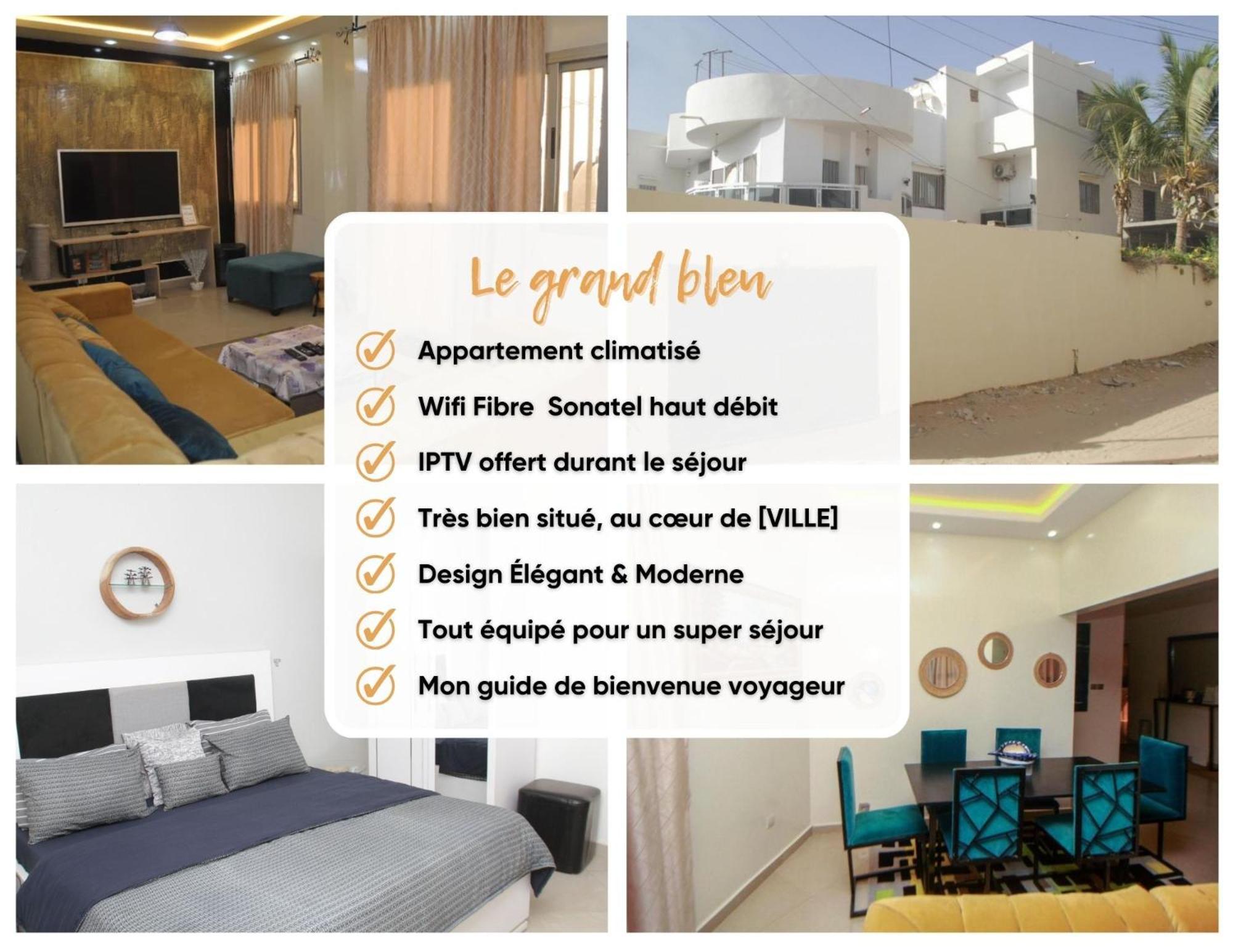Le "Grand Bleu", Un Bel Appartement Paisible, Sur Et Spatieux Au Coeur De La Station Balneaire De Saly Portudal Kültér fotó